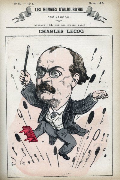 Portrait of Alexandre Charles Lecocq (1832-1918), French composer. Caricature by Gill, Paris. by Andre Gill
