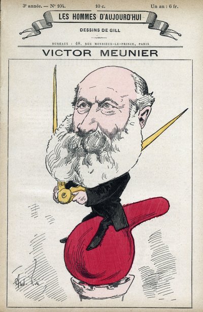 Portrait of Amedee-Victor Meunier (1817-1894), a scientific journalist, he worked in the popularization of science. Cartoon by Gill, Paris. by Andre Gill