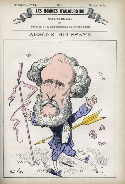 Portrait of Arsene Houssaye (1815-1896), French man of letters. Caricature by Gill, Paris. by Andre Gill