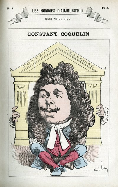 Portrait of Constant Coquelin (1841-1909), French Theatre Actor. Caricature by Gill, Paris. by Andre Gill