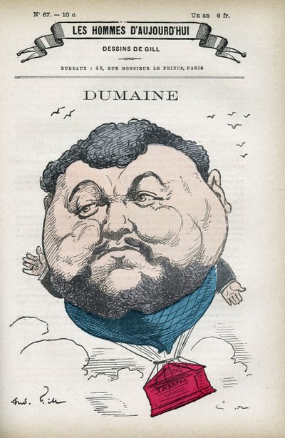 Portrait of Dumaine, French artist of the 19th century. Caricature by Gill, Paris by Andre Gill