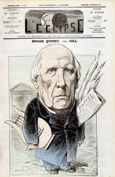 Portrait of Edgar Quinet, French Historian (1803-1875) by Andre Gill