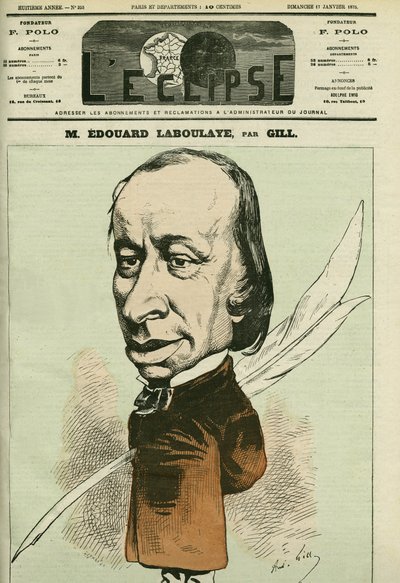 Portrait of Edouard Rene de Laboulaye (1811-1883), French Jurist, Poet, and Politician, He Was Also the Inventor of the Statue of Liberty. Cover in L