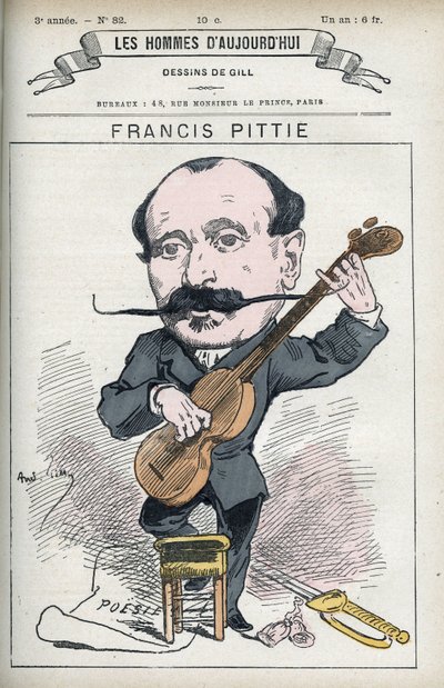 Portrait of Francis Pittie, French poet. Caricature by Gill, Paris by Andre Gill