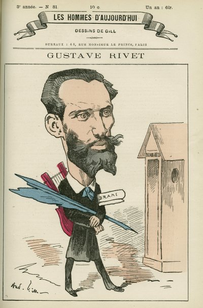 Portrait of Gustave Rivet (1848-1936), a French ensignant and politician, he was Senator of the Isere from 1903 to 1924. Cartoon by Gill, Paris by Andre Gill