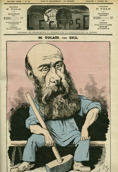 Portrait of Henri Louis Tolain (1828-1897), French engraver and politician. Cover in L