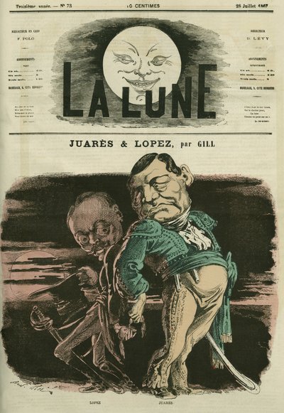 Portrait of Juares and Lopez. Caricature by Gill, in 
