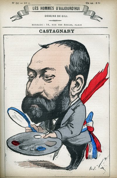 Portrait of Jules Castagnary (1830-1888), French politician, lawyer, journalist, amateur and art critic. Cartoon by Gill, Paris by Andre Gill