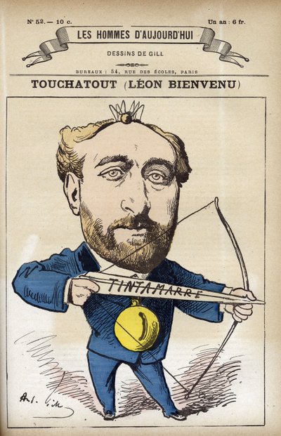 Portrait of Leon Bienvenu dit Touchatout by Andre Gill