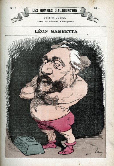 Portrait of Leon Gambetta (1838-1882), French Politician. Caricature by Gill, Paris by Andre Gill