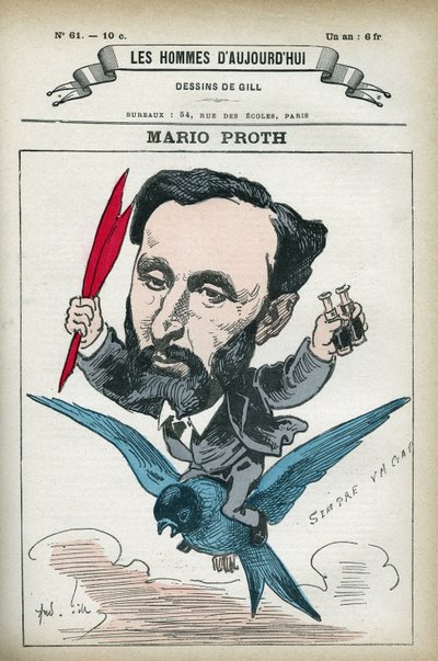 Portrait of Mario Proth by Andre Gill