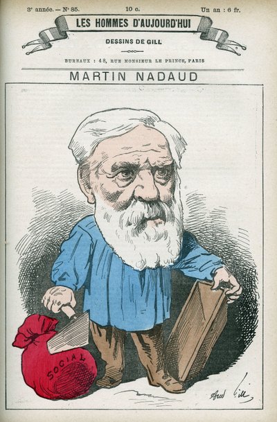 Portrait of Martin Nadaud, French master and politician, he was depute of the Creuse from 1876 to 1889. Cartoon by Gill, Paris by Andre Gill