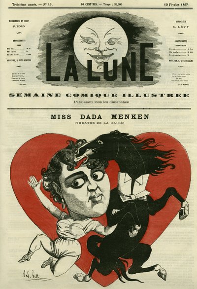 Portrait of Miss Adah-Isaacs Menken, singer at the theatre de la Gaite in Paris by Andre Gill
