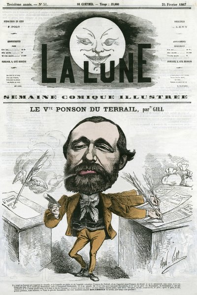 Portrait of Viconte Ponson du Terrail by Andre Gill