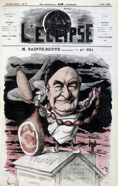 Sainte-Beuve (free eater) - Cartoon by Gill, in L