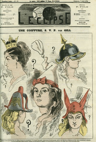 Should a hairstyle, please, the Republic be styled to the royalist, the Prussian, the Bonapartist or the revolutionary according to the Censorship? by Andre Gill
