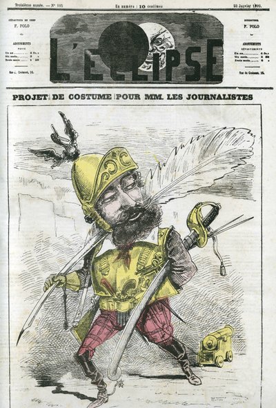 Suit project for gentlemen journalists, on guard and protected by armor. Cover in 