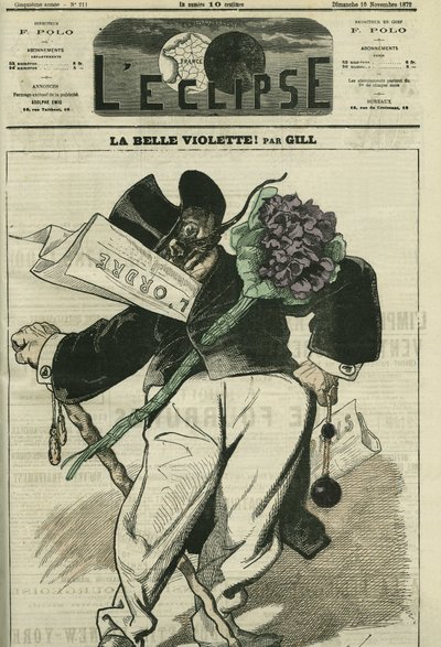 The beautiful violet, an illustration of a Bonapartist supporter, with the newspaper 