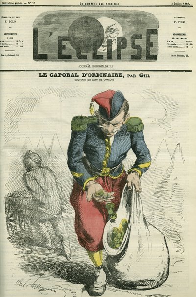 The usual corporal, a soldier growing a garden in Chalons camp by Andre Gill