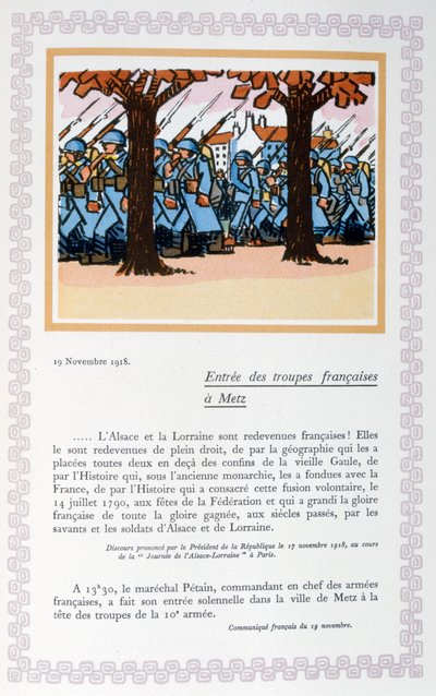 The entry of French troops into Metz, 19th November 1918 by Andre Helle