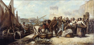 Arrival of Fishermen at the Old Port in Marseille by Andre Marius Guindon
