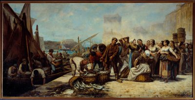 The Arrival of Fishers at the Quai Saint Jean in Marseille by Andre Marius Guindon