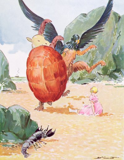 Alice, the Gryphon and the Mock Turtle, illustration from 