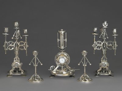 Clock, Part of a Five Piece Clock Garniture, c.1880 by Andre Romain Guilmet