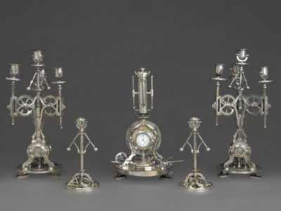 Five Piece Clock Garniture, c.1880 by Andre Romain Guilmet
