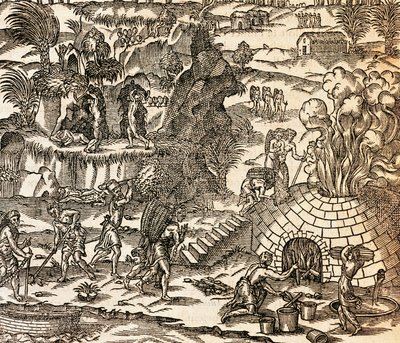 Indian Slaves Working in Mine in Cuba, Illustration from Cosmography by Andre Thevet by Andre Thevet