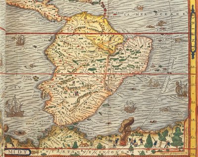 Map of Southern America from Cosmographie by Andre Thevet