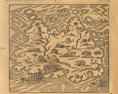 Map of Trinity Island in the Antilles from Universal Cosmography by Andre Thevet