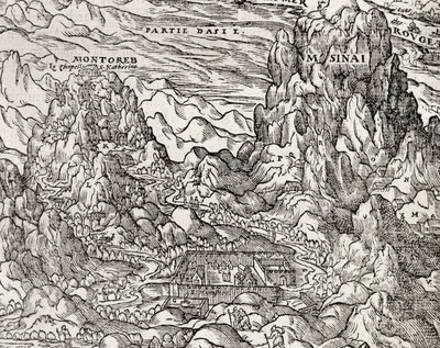 Mountainous Region of Sinai, engraving by Andre Thevet