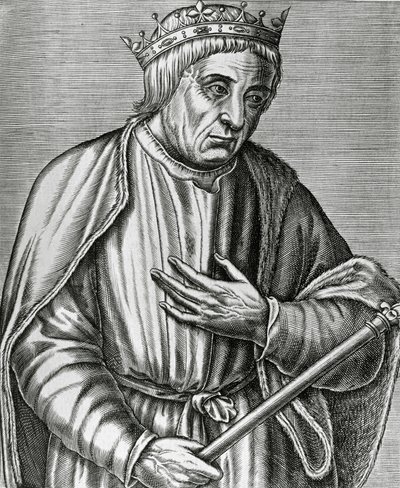 Portrait of Casimir III, King of Poland, known as Great, engraving from Les Vrais pourtraits et Vies des Hommes illustres by Andre Thevet