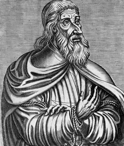 Portrait of Jacques de Molay, French Grand Master of Knights Templars (Engraving by Andre Thevet, 1584) by Andre Thevet