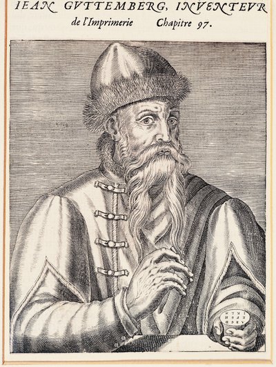 Portrait of Johann Gutenberg by Andre Thevet