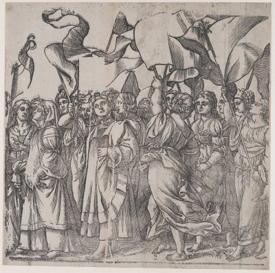 Section C: Female Martyrs and Saints Holding Banners, from The Triumph of Christ by Andrea Andreani