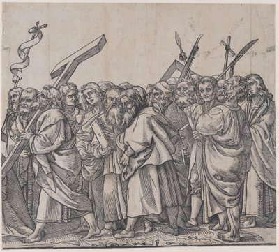 Section F: Saints holding crosses, books, and weapons, from The Triumph of Christ, 1836 by Andrea Andreani