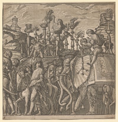 The Triumph of Julius Caesar: Elephants Carrying Torches by Andrea Andreani
