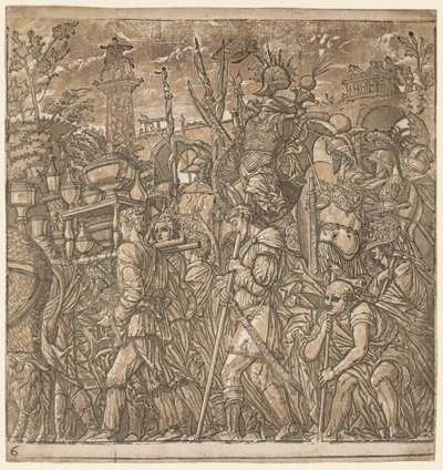 The Triumph of Julius Caesar: Soldiers Carrying Vases and Trophies of War by Andrea Andreani