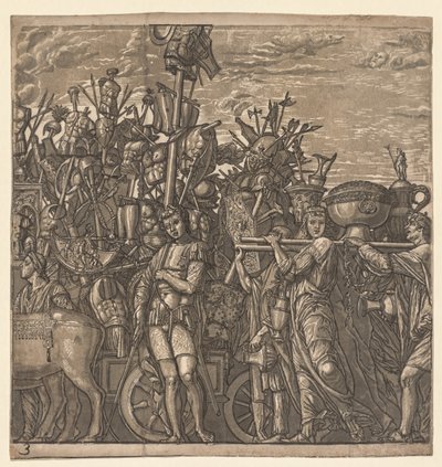 The Triumph of Julius Caesar: Soldiers Marching with Trophies of War by Andrea Andreani