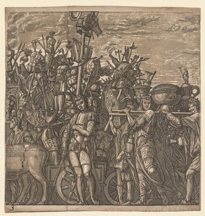 The Triumph of Julius Caesar: Soldiers Marching with Trophies of War by Andrea Andreani