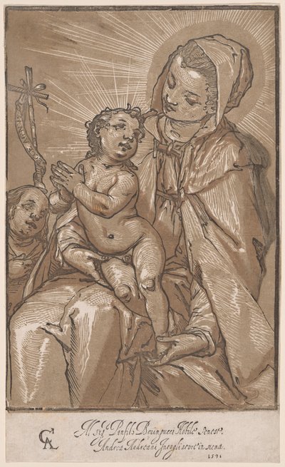 The Virgin and Child with Saint John the Baptist by Andrea Andreani