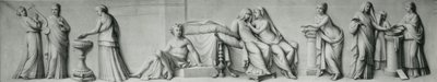 A grisaille panel depicting scenes based on the Aldobrandini Marriage by Andrea Casali