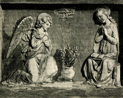 Annunciation, woodcut from Le cento citta d