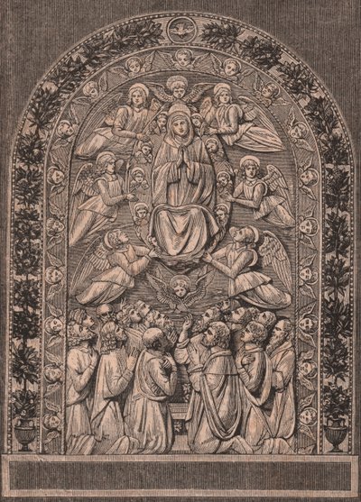 Assumption of Virgin, by Workshop of Andrea della Robbia, Pinacoteca di Citta di Castello, Umbria, Italy, woodcut from Le cento citta d