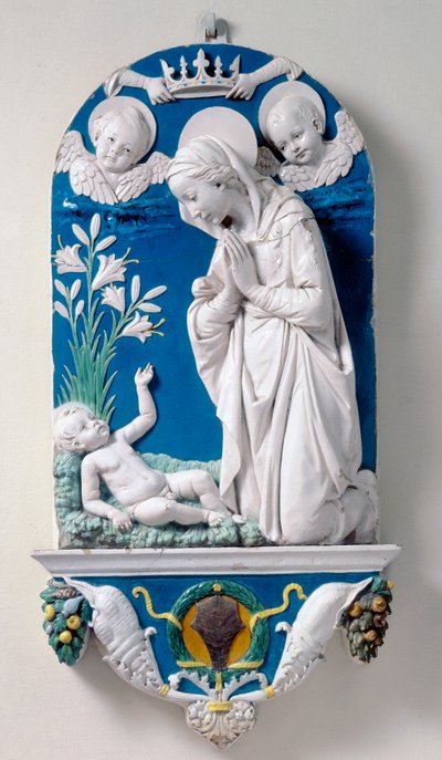 Madonna of the Lilies, Adoration of the Child by Andrea Della Robbia