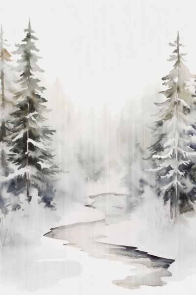 Snowy Forest Stream by Andrea Haase