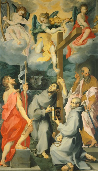 Altarpiece depicting the Saints Baptist, Francis, Bernard and Paul in ecstasy by Andrea Lilio