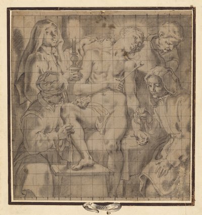 Figures Tending to the Wounded Saint Sebastian by Andrea Lilio